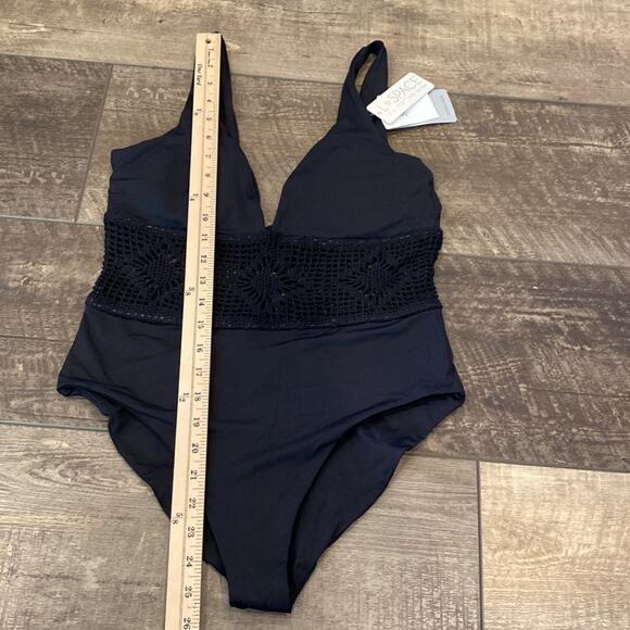 NWT L SPACE by Monica Wise Black One Piece Swim Suit Size 12 - Picture 11 of 14